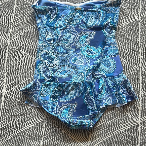 Ralph Lauren Blue One Piece Swimsuit with Ruched Detail size 12 good condition - Picture 2 of 10